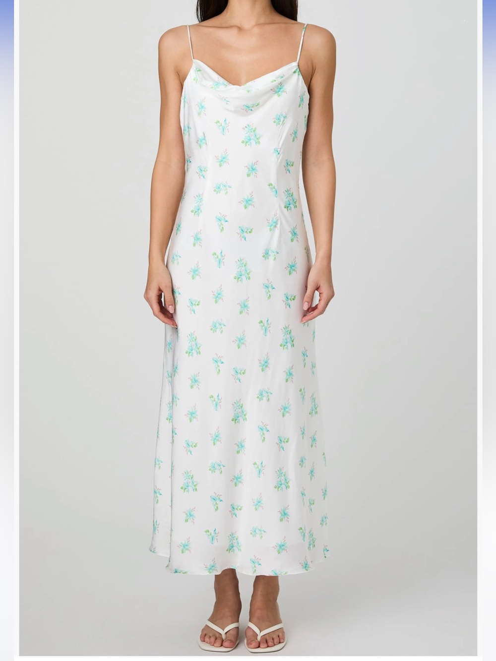 NWT $148 French Connection Anna Fleur Cowl Neck Satin Maxi Slip dress